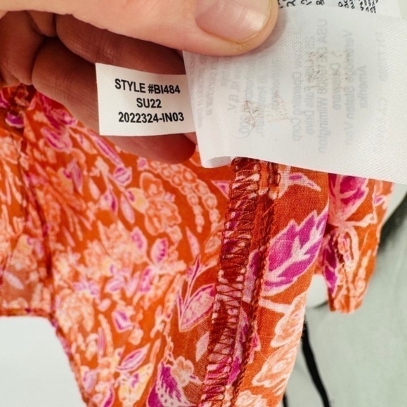 J. Crew Orange Painted Block Print Long Sleeve Ramie Tunic Top Size S - Picture 6 of 9